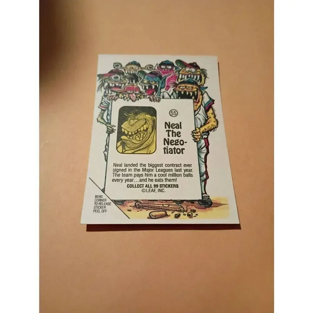 1988 Leaf Awesome All Stars Trading Card 55 Neal the Negotiator Baseball Parody